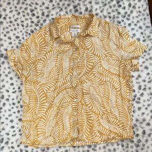 Rachel Zoe Mustard and White Leaf Print Blouse